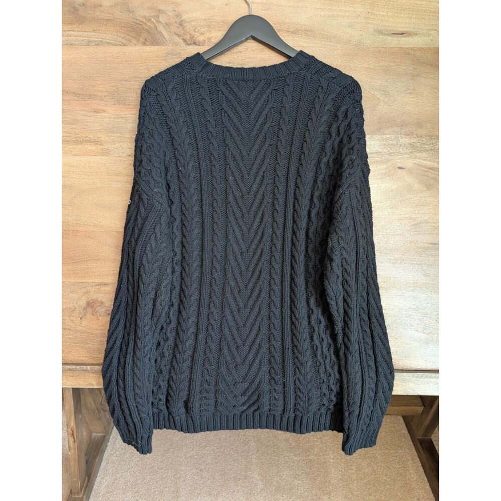 Alo Yoga Cable Knit Sweater Women's S Black Wool Blend Long Sleeve Crew Neck NWT - Picture 2 of 4
